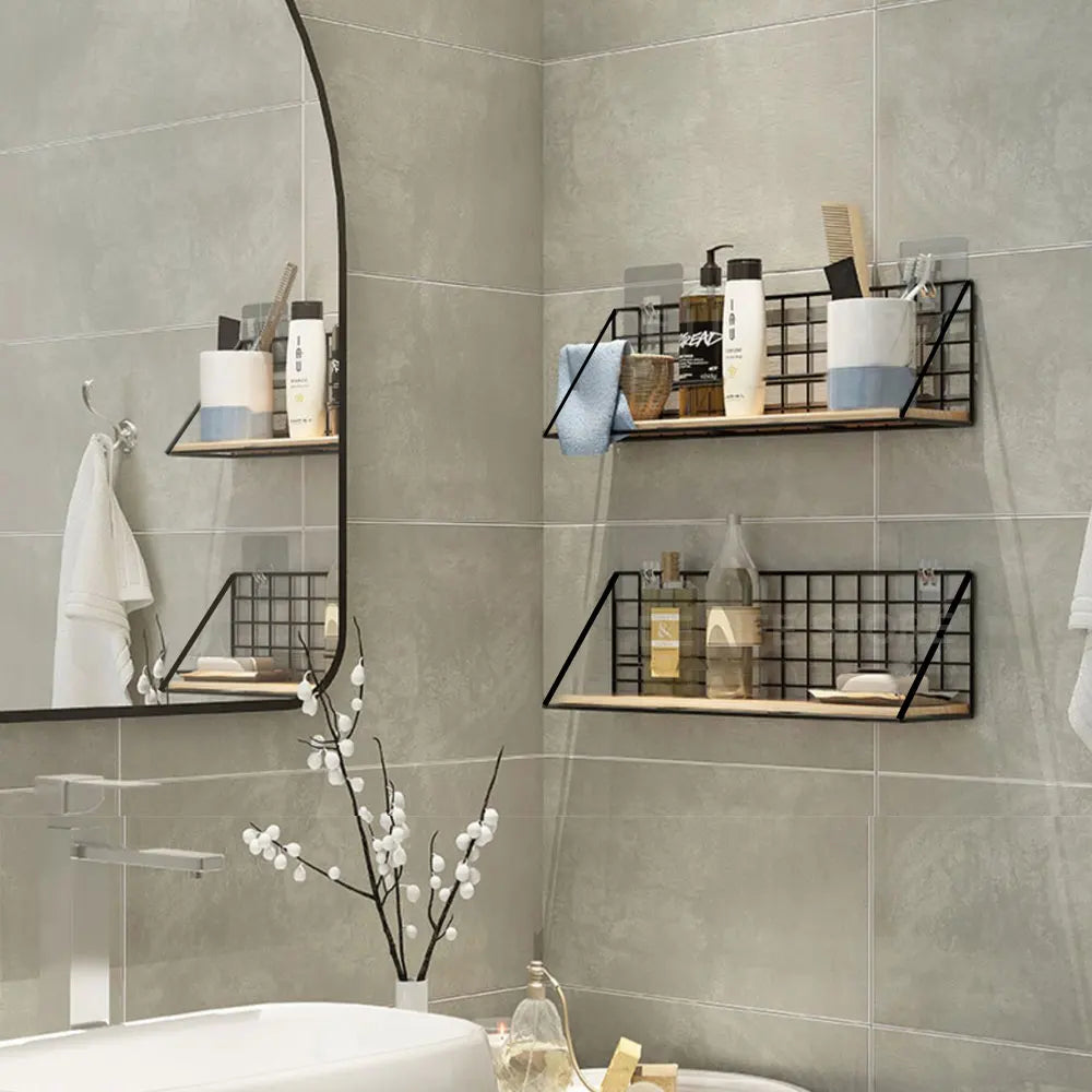 Top Shelves Bundle (3-Pack) – Metal & Wood Wall Shelves for Kitchen, Bathroom & Home Storage