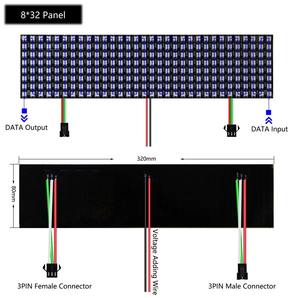 Flexible RGB Matrix LED Panel WS2812B – Individually Addressable Matrix LED Display (4x12, 8x8, 16x16, 8x32)