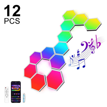 Fivemi RGB Hexagon Wall Lights Panels – Smart App + Remote, Music Sync, DIY Modular Decor