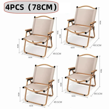 Foldable Lawn Chairs Set with Beech Wood Armrests – Heavy-Duty Steel Frame & Oxford Fabric