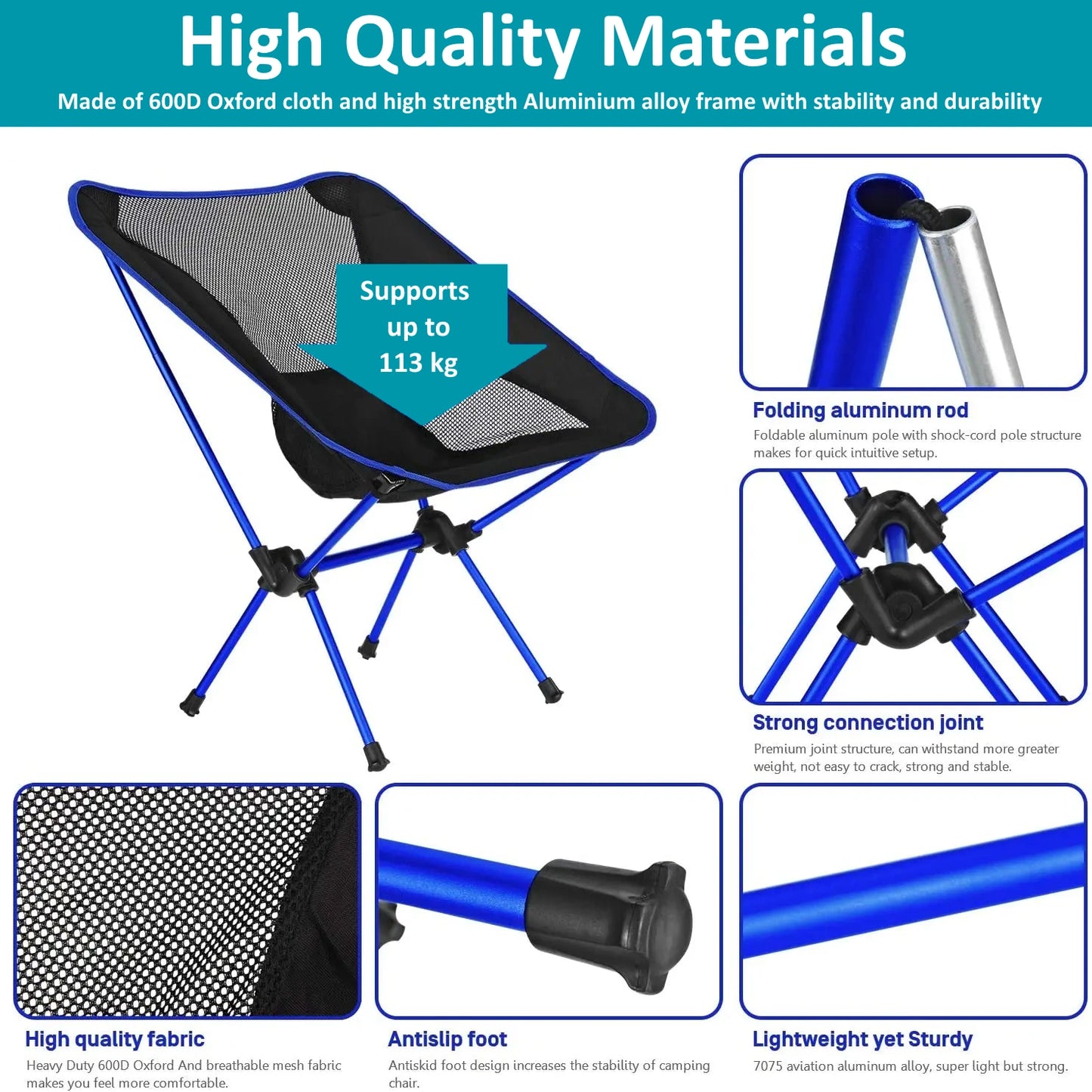 Portable Aluminum Folding Lawn Chair – Lightweight Compact Outdoor Camping Seat