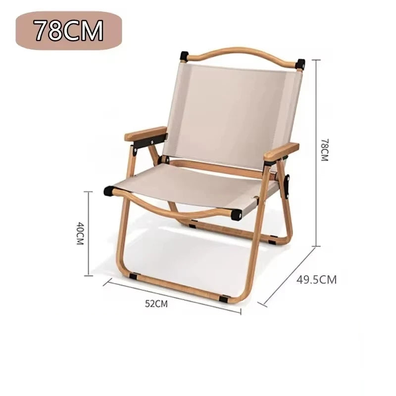 Foldable Lawn Chairs Set with Beech Wood Armrests – Heavy-Duty Steel Frame & Oxford Fabric