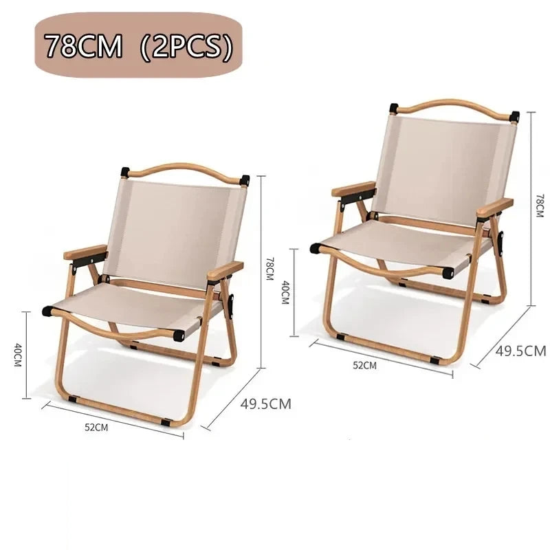 Foldable Lawn Chairs Set with Beech Wood Armrests – Heavy-Duty Steel Frame & Oxford Fabric