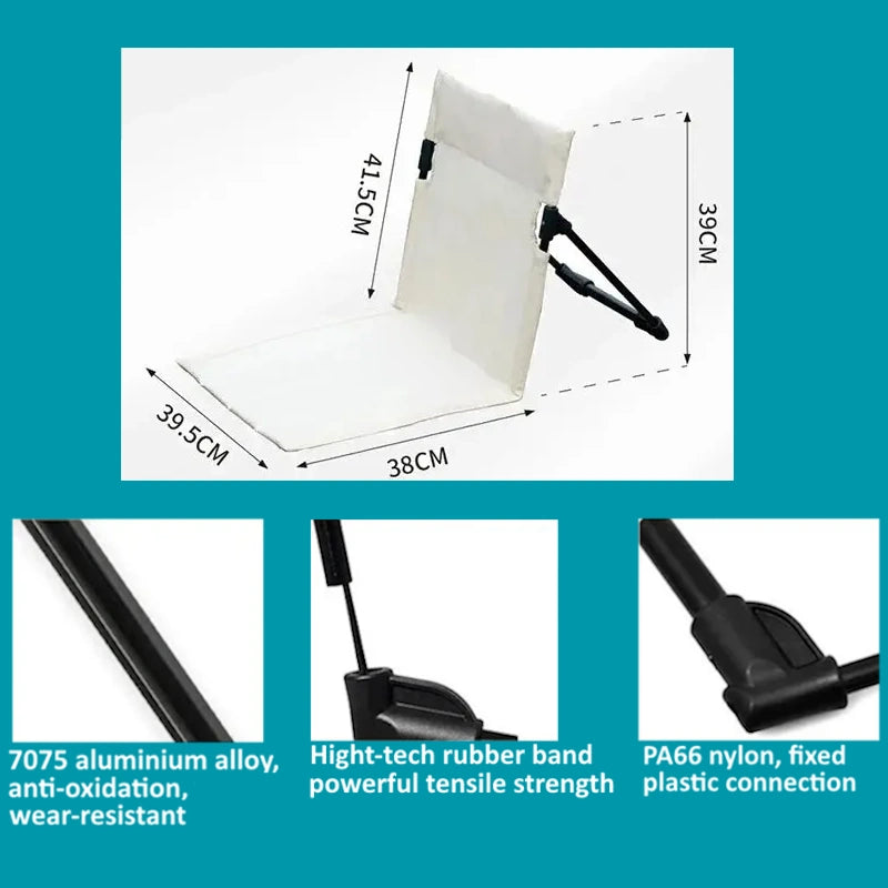 Ultra-Light Folding Lawn Chair Cushion with Back Support (500g) – Portable & Waterproof